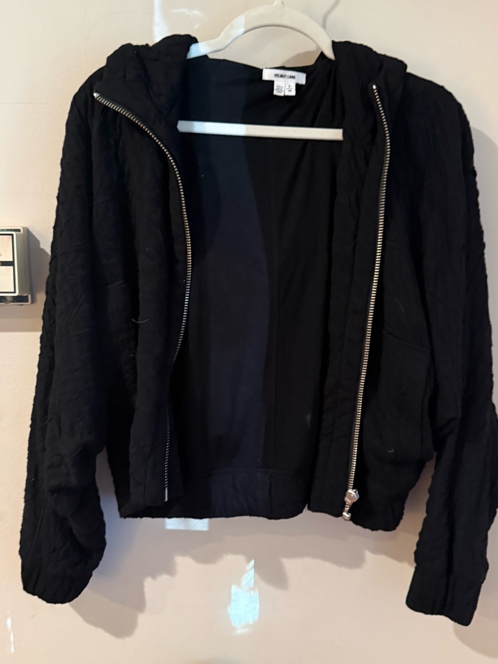 Helmut Lang Black Hooded Bomber Jacket